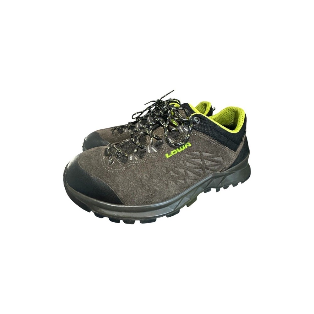 Lowa Explorer II GTX Lo Waterproof Hiking Boots Gray Lime Mens 10 Made Germany
